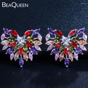 Wholesale turkey earrings resale online - Stud BeaQueen Romantic Colorful CZ Crystal Large Heart Earrings Multi Color Zirconia Women Turkish Jewelry For Girls E017Stud Effi22