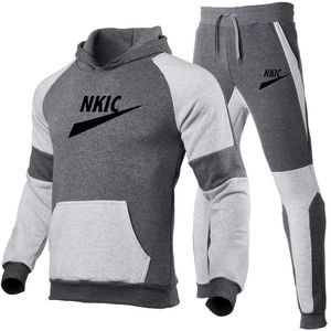 Homens Casual marca logotipo jaqueta de tracksuit + patchwork sweatpant 2 pcs terno 2022 outono masculino macho fit esportes terno ao ar livre jogging conjunto