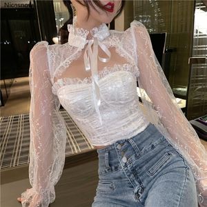 Women's Blouses & Shirts Lace Sexy Club Fashion Clothing Party Womens Crop Tops And Hollow Out Ladies Perspective Blusas Mujer De Moda