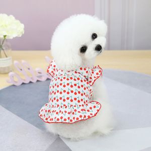 Puppy Skirt Dog Apparel Summer Teddy Clothes Small Dog Vest Pet Wholesale Cherry Flying Sleeve Skirts