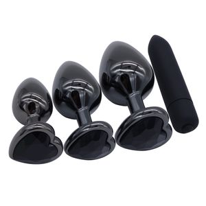 Domi Gunmetal Heart Forma do coração Aço inoxidável Butt Plug Dildo Vibrador Anal Massageador adulto BOY Toy Sexy