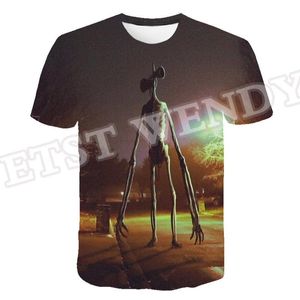 Herren T-Shirts Harajuku Tee 3D Siren Head Print Männer und Frauen Unisex T-Shirt Horror Game O-Neck T-Shirt Lose Sommer Casual Tops Quick DryMe