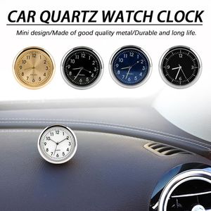 Interior Decorations Car Decoration Mini Electric Luminous Dashboard Round Metal Quartz Stick-on Clock Ornament Auto Accessories