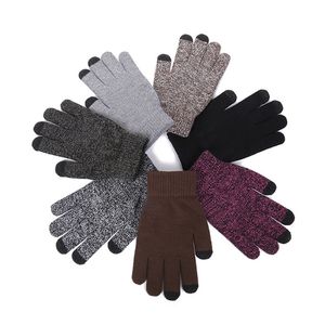 Luvas de malha de inverno Creca de toque térmica quente mole elástico mensagens de texto para luvas anti-deslizamento para homens homens wxy272