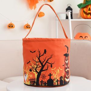 Cestino di Halloween Forniture per feste Borsa di zucca luminosa Borsa di caramelle portatile per bambini Fantasma Festival Tote Secchio Puntelli decorativi SN4072