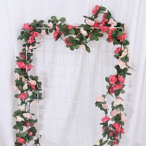 45 huvuden Artificial Rose Flower Vine Plastic Dried Flowers Vine Wedding Decorations Wall Decor Plants Exquisite snygg utseende