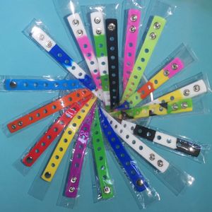 Wholeale custom Bracelet Candy Color Silicone Wristbands machine adjustable Bangles fit 18cm for Charms Women Child Gift