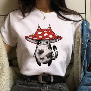 HARAJUKU RETRO T-shirt Kawaii toppar tecknad djurtryck Damenmode streetwear weies Hemd Top.