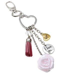 Rose Tassel Keychain Pendant Creative Heart Shaped Mother's Day Keyring Fashion Accessories Gift