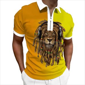 Polos masculinos Camisas masculinas Animal 3D Impressão casual Mangas curtas Camisetas de lapela de alta qualidade