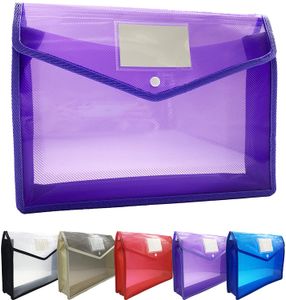 Plastic File Folders Waterproof Clear Expandable Envelopes Wallet Organizer Documents Folder with Button Closure