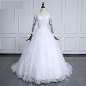 Inne suknie ślubne vestidos de noiva czysty biały elegancki piękny długi rękaw sukienkę ślubną cm liczba sukien pociągu