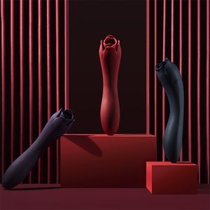 Vibrator Sex toy massager Dual Head Pussy Red Licking Adult Purple Clitoris Flower Tongue Ladies Wand Shaped Clitoral Sucking Toys Women X93H