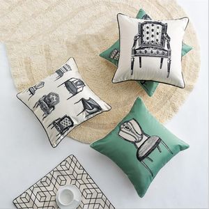 Pillow Case Chinese-style Silk And Satin Digital Printing Seat Sofa Cushion Pillowcase Office Car Household Goods CasePillow