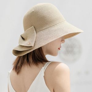 Wide Brim Hats Summer for Women Beach Hat Straw Bucket Bonnets Designer Sun Visor Cap Ladies and Capswide