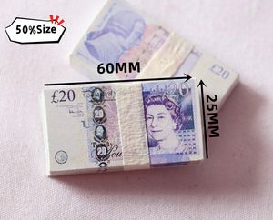 50 Rozmiar funta Pieniądze Kopiowanie Gry UK Funty GBP Notatki Extra Bank Pasp Filmy grają w sztuczne kasyno fotograficzne stoisko