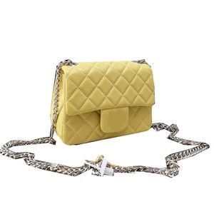 2022Ssw Women Classic Mini Flap Real Leather Strass Turn Lock Bags Silver Chain With Gem Crossbody Shoulder Purse Outdoor Sacoche Luxury Designer Handbags 17cm
