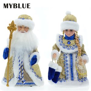 30cm Christmas Ornaments Electric Santa Claus Snow Maiden Musical Dancing Plush Dolls Toys Gift Decoration for Home Navidad 220423