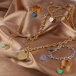 Designer Necklaces Fashion Steel Stainless Pendant Heart Necklace Love Double for Women Gold Sier Color Necklacespendant