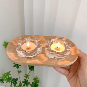 Candle Holders Small Plum Glass Candlestick Simple Transparent Romantic Candlelight Dinner Po Desktop Decoration Set PropsCandle