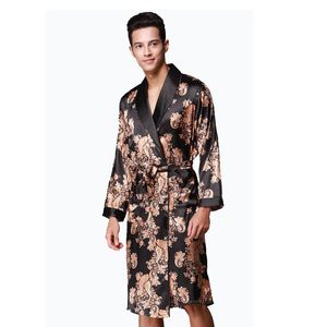 Men's Sleepwear Men Robe 2022 Couple Bathrobe Brand Faux Silk Robes Long Home Clothing Male Sleep XXL 4 Colors Spring StyleMen's