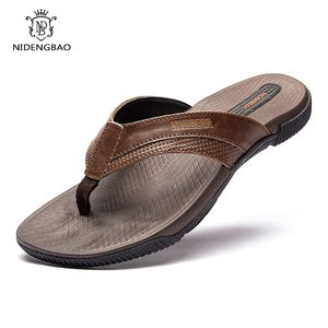 Summer Mens Thong Flip Flops New Composite Bottom Sandals Shoes for Men Pu Leather Strap Slipon Pool Sliders Toe Post 210301