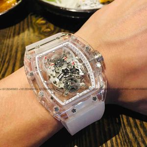 uxury watch Date Richa Milles Mens Mechanical Watch Fully Automatic Hollowed Out Personalized Transparent Crystal Glass Tape Is Atmospheric and Fashionable
