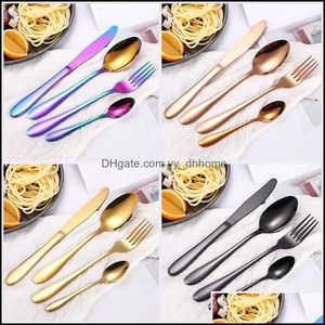 Flatware Sets Kitchen Dining Bar Home Garden Wed Cutlery Knife Spoon Fork Tableware Set 4Pcs Modern Drop Delivery 2021 Hmyde