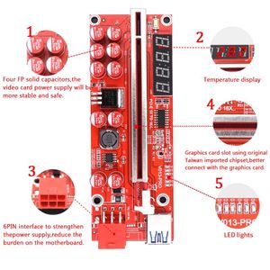 コンピューターケーブルコネクタ1-10PCS TISHRIC VER013 PCIR RISER 013 PRO CABO VIDEO CARD EXTENDER SATAから6pin Power USB 3.0ケーブル