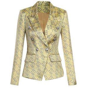 B076 Womens Suits designer Blazers Tide Brand High-Quality Retro Fashion Presbyopic Maze Series Suit Jacket Lion Double-Breasted Slim Plus Size Women's Clothing