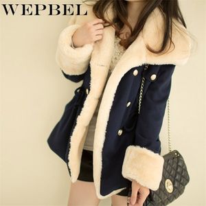 Wepbel kış sıcak palto kadınlar yün ince kruvaze yün ceket kış ceket kadınlar kürk kadın ceket ceketleri T200111