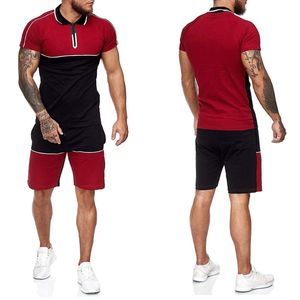 Men's Tracksuits Men Clothing Summer Short-Sleeved Shorts Sports Suit Fashion 2022 Color Matching Casual Wear Running Jogging Men's Sete