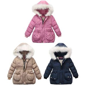 Sonbahar kış bebek kız ceket sıcak tutun Noel ceketi kürk yaka kaput fermuar dış giyim 2 3 4 yaşındaki çocuk giyim j220718