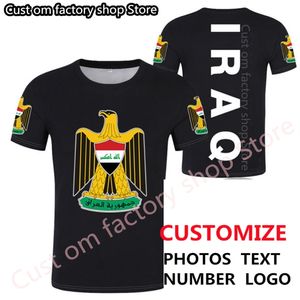 Irak Male DIY Make Numer Imię Imię Irq Boy T Shirt Nation Flag IQ Country Republic Islam Arabski druk Arabski P o Odzież 220616