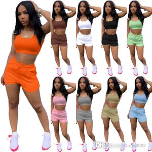 2022 Summer Womens Active Sets Tracksuits Designer Clothing Crop Tank Top And Biker Shorts 2 Piece Outfits Jogging Suits