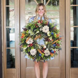 装飾的な花の花輪秋の花輪農家感謝祭のための人工プラスチック