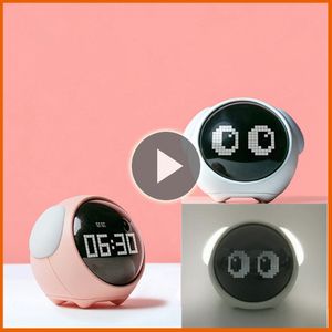 Home 2022 new beautiful expression alarm clock child multifunctional headboard voice control night light snooze demanded