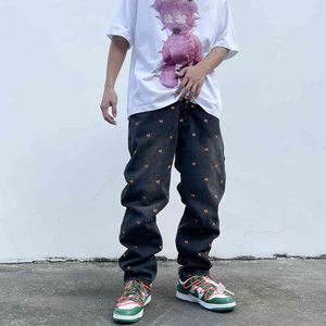 Jeans Men's 2022 New Spring and Autumn Fashion Brand Loose Straight Tube Vintage Embroidered Love High Street Pants