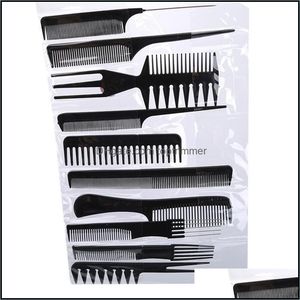 Hair Brushes Care Styling Tools Products 10Pcs Professional Haircut Plastic Comb Straight Brush Anti-Static Hairdressing Barbers Drop Deli