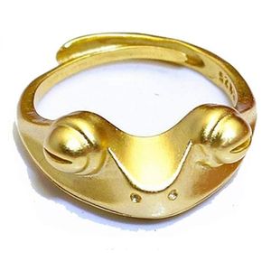 Anel de ouro para mulheres 3d fofo vintage silver sapo anel acessório