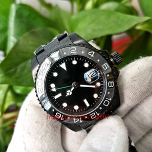 U1 İnce Su Geçirmez Saat Erkekler Siyah GMT 40mm Seramik Çember 126710 116710 DLC PVD Mekanik ETA 2813 Hareket Otomatik Hareket Erkek Saatler