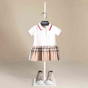 Flickaklänningar 2021 Summer Toddler Girls Casual Dresses Child Sport Dress Plaid Splice Kids Dress for Girls Princess Costume G220506