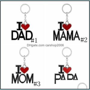 Party Favor Event Supplies Festive Home Garden FedEx English Letter Keychain I Love Papa Mamma Mamma Dad Metal Dhfy5