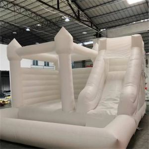 Mats PVC Jumper Jumper Inflável Casado de Bounce Branco Branco com Slide e Ball Pit Spining Bouncy Castle Castle Pink Bouncer House Moonwalk Para brinquedos divertidos 797 E3