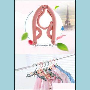 Space Saver Travel Portable Folding Hangers Rack Outdoor Clothes Mtifunktionell Magic Plastic Antiskid Hanger Drop Delivery 2021 Racks Clot