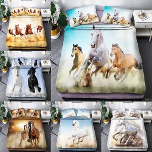 Bedding Sets Kids Horse Set Twin Girls Boys Duvet Cover For Teens Printed Comforter & Pillowcase Housse De CouetteBedding