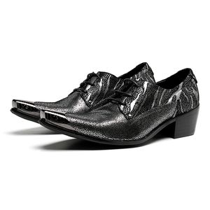 Leder echtes Herren Business Fashion Hochzeit formelle Oxfords Schnürung Spitzer Zehen High Heel Brogues Kleidschuhe 3094