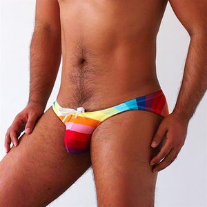 Mäns shorts Rainbow Print Men tight Sexig badkläder Beach Swim Low Midj baddräkter Bikinis Briefs baddräkter226k