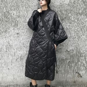 LANMREM Autumn and Winter Japan Style rękawy Batwing luźne duże rozmiar bawełniany płaszcz kobiety wiatrówki JD18601 201127