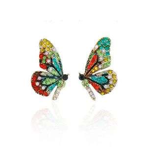 2022 Rhinestone Butterfly Stud Earrings Rainbow Crystal Insect Birthday Gift Out Full Rhinestone Jewelry